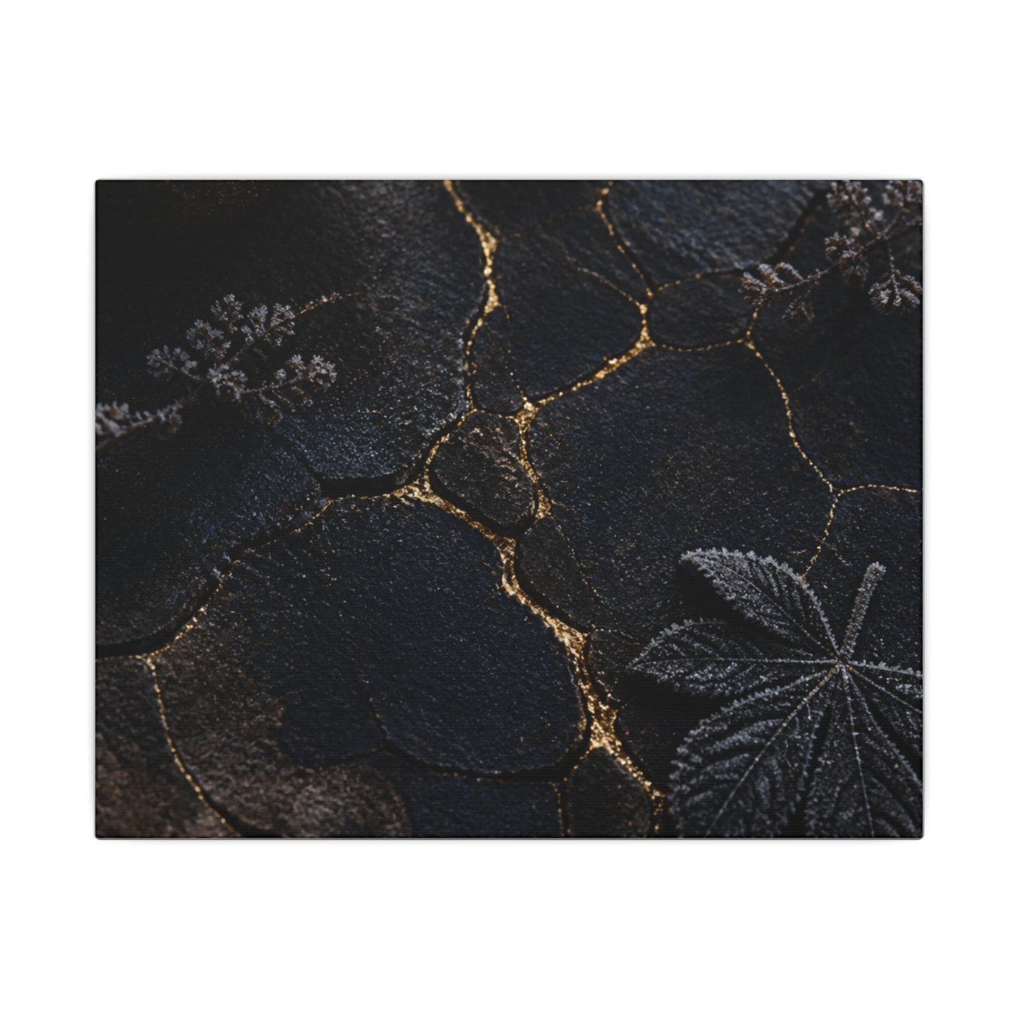 Candlelight Cracked Earth Canvas Art - Dark Japandi Ma