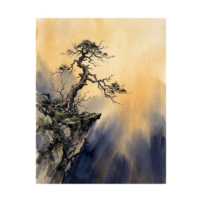 Pine Tree Wall Art Print | Spring Zen Sumi E Art