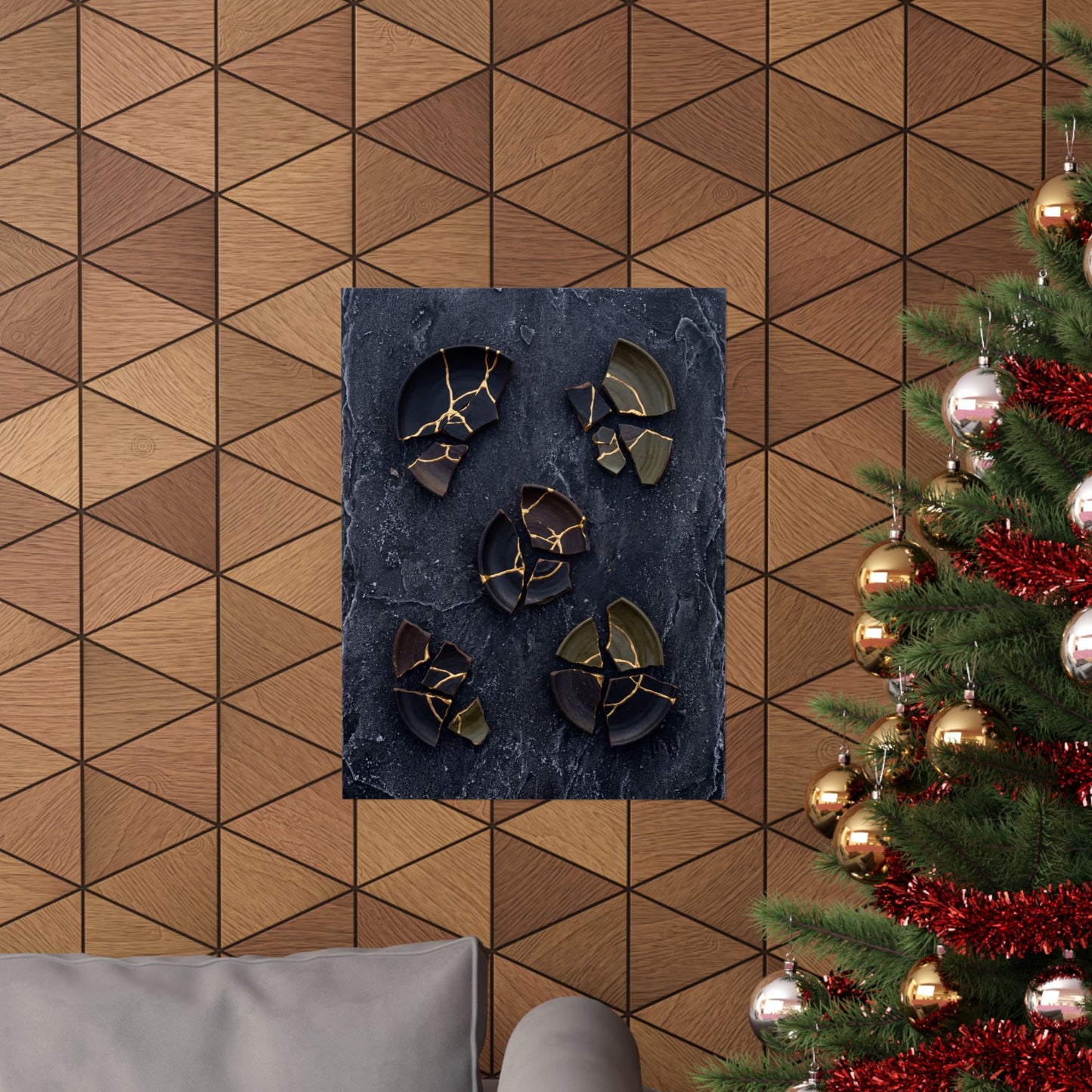 Moody Broken Pottery Wall Art Print - Shadow Zen Dark Japandi
