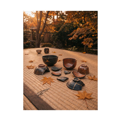 Kintsugi Tea Ceremony in Golden Hour | Broken Beauty Wall Art Print
