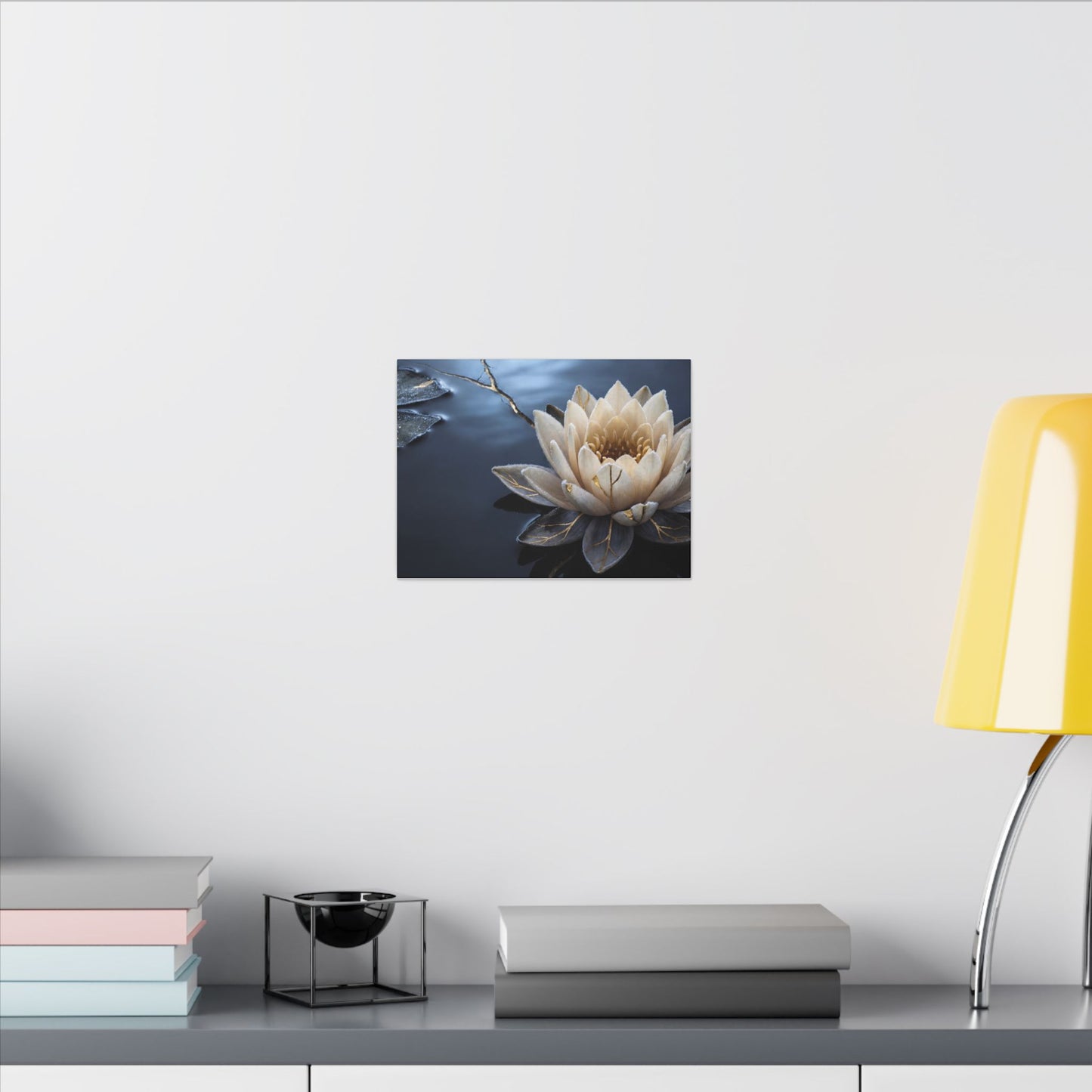 Beautiful Lotus Flower Canvas Art - Gold Vein Kintsugi