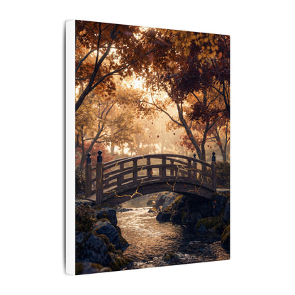Autumn Wooden Bridge Gold Vein Canvas Art | Resilient Decor