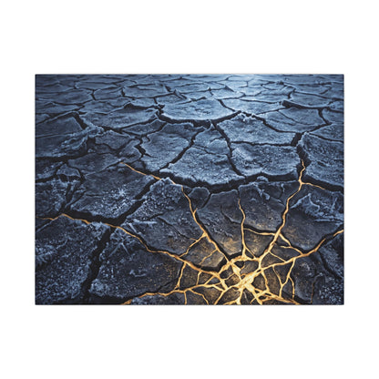 Moonlight Cracked Earth Canvas Art - Kintsugi Mono No Aware