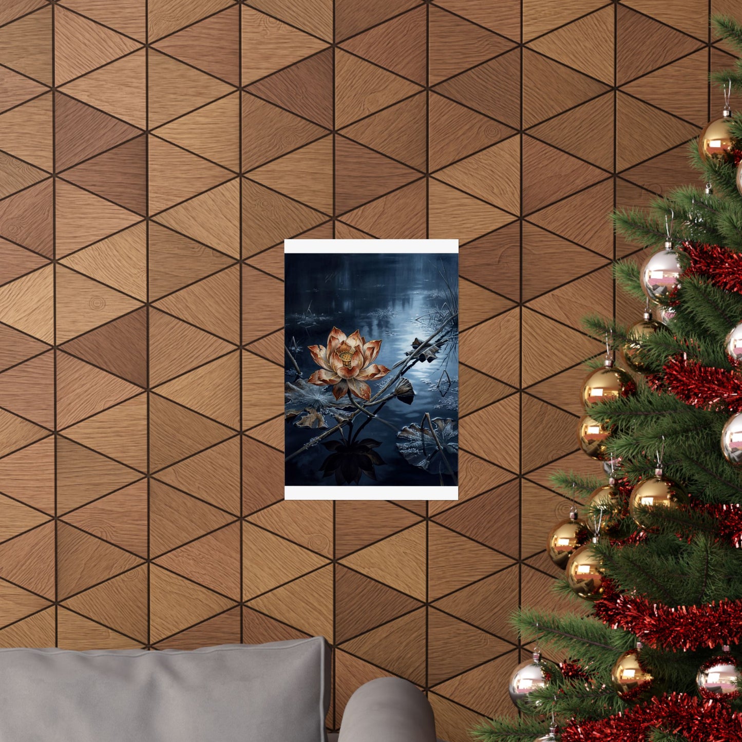 Kintsugi Lotus Flower in Moonlight | Broken Beauty Wall Art Print