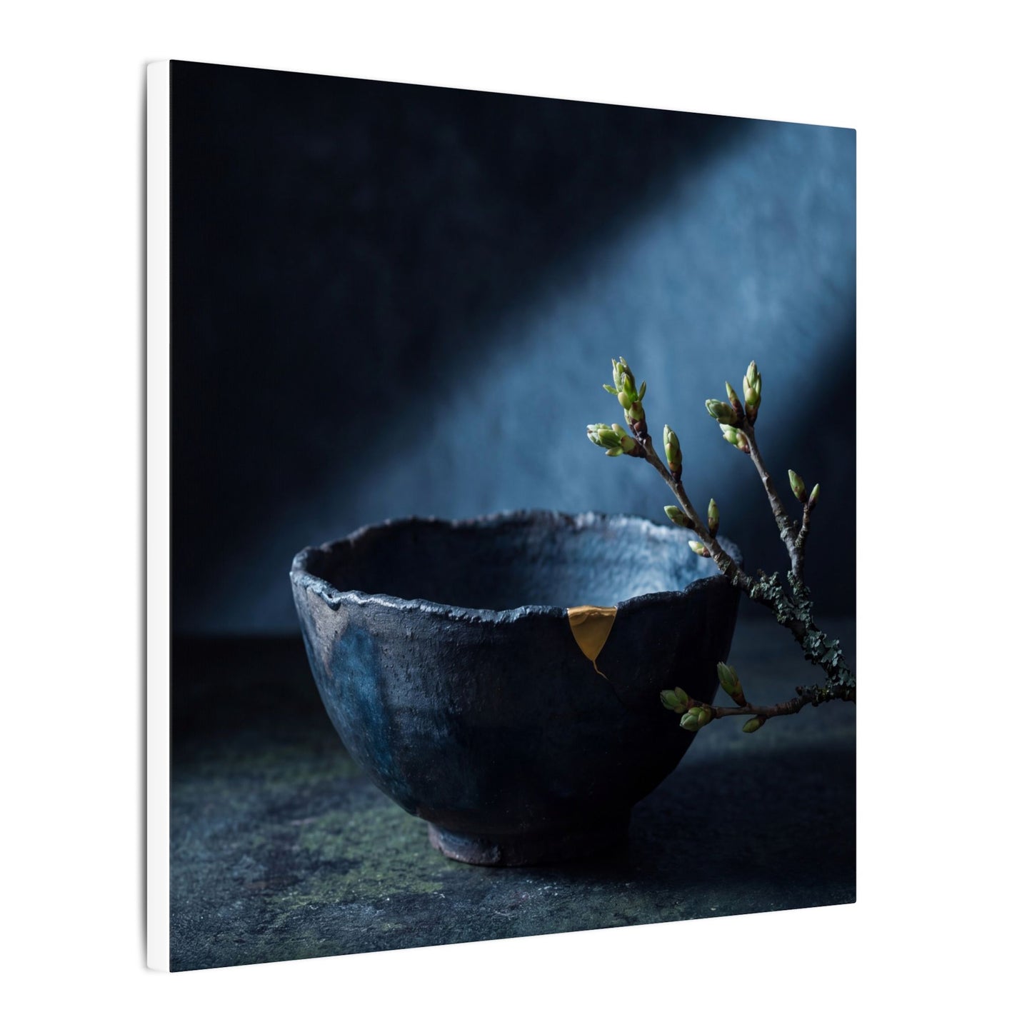 Ceramic Bowl Shadow Zen Canvas Art | Sophisticated Dark Japandi Art