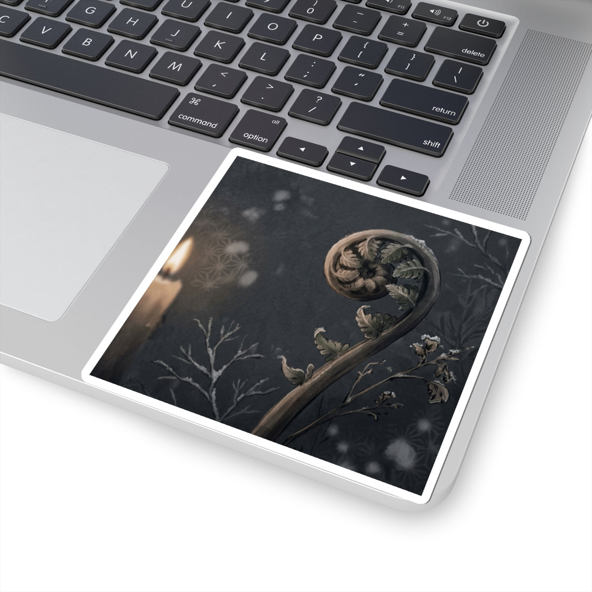 Winter Fern Unfurling Japanese Pattern Sticker | Neutral Decor