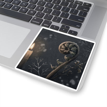Winter Fern Unfurling Japanese Pattern Sticker | Neutral Decor
