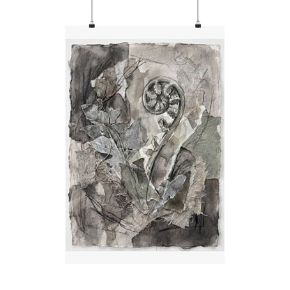 Mono No Aware Fern Unfurling Wall Art Print - Japandi Texture