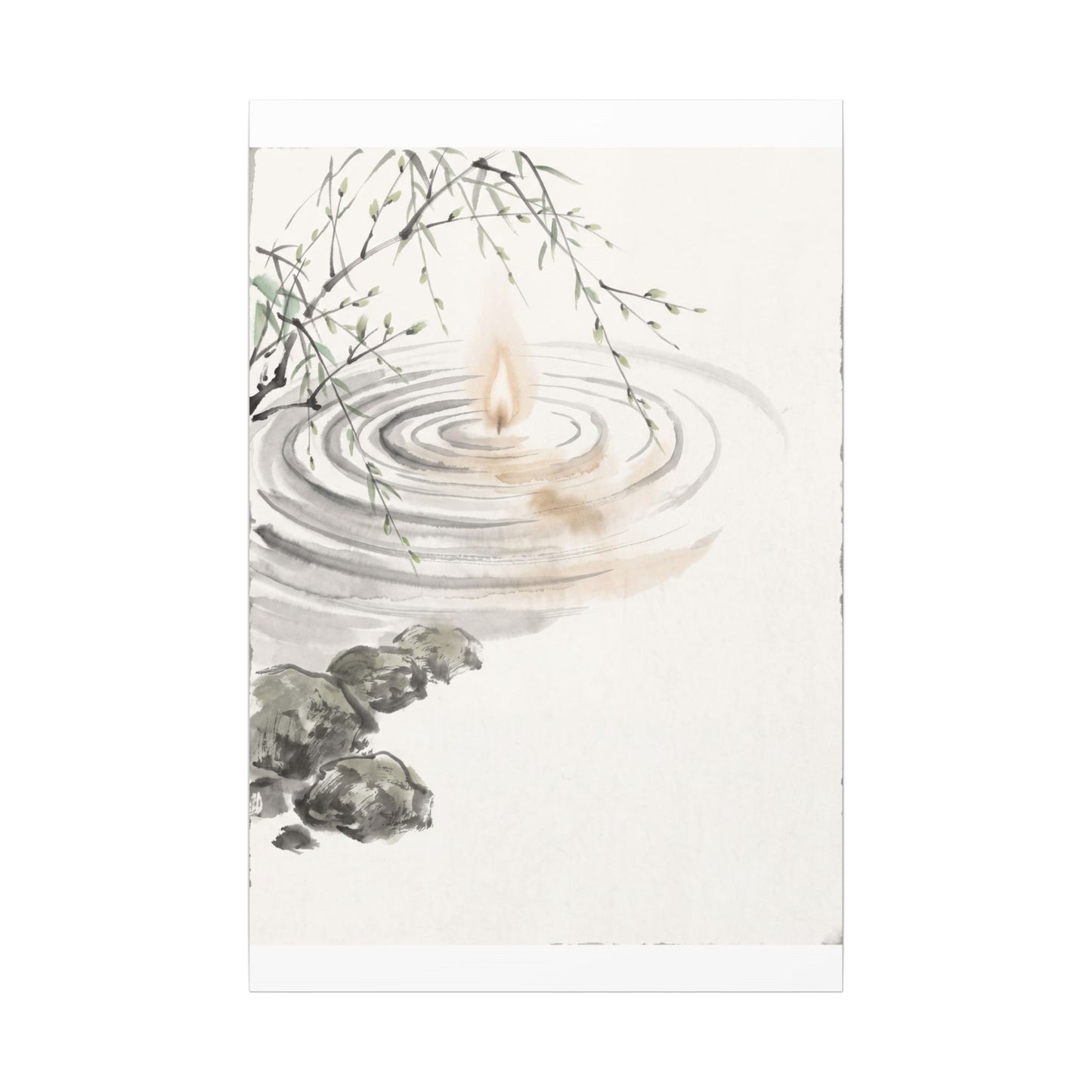 Water Ripple Sumi E Canvas Art | Tranquil Zen Art