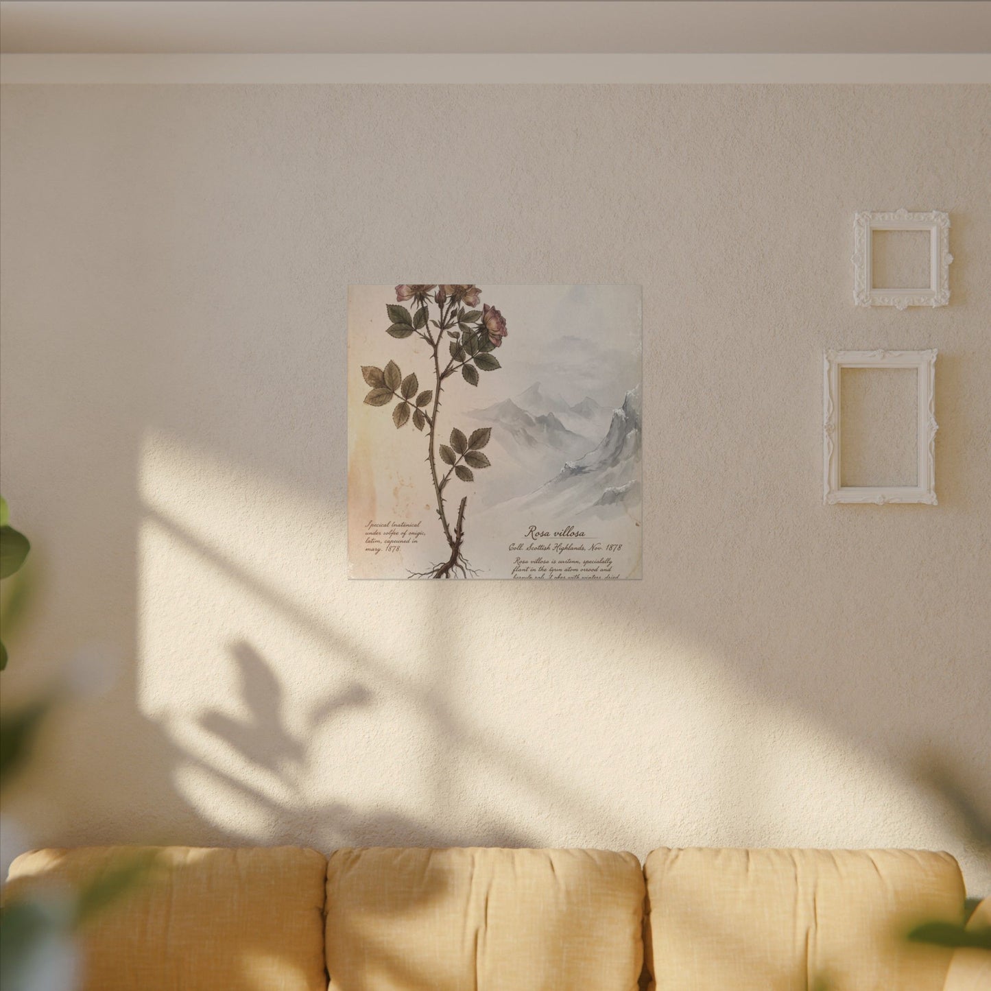 Winter Mountain Mist Herbarium Canvas Art | Earthy Decor