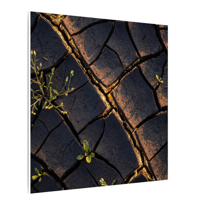 Kintsugi Cracked Earth in Golden Hour | Gold Vein Canvas Art