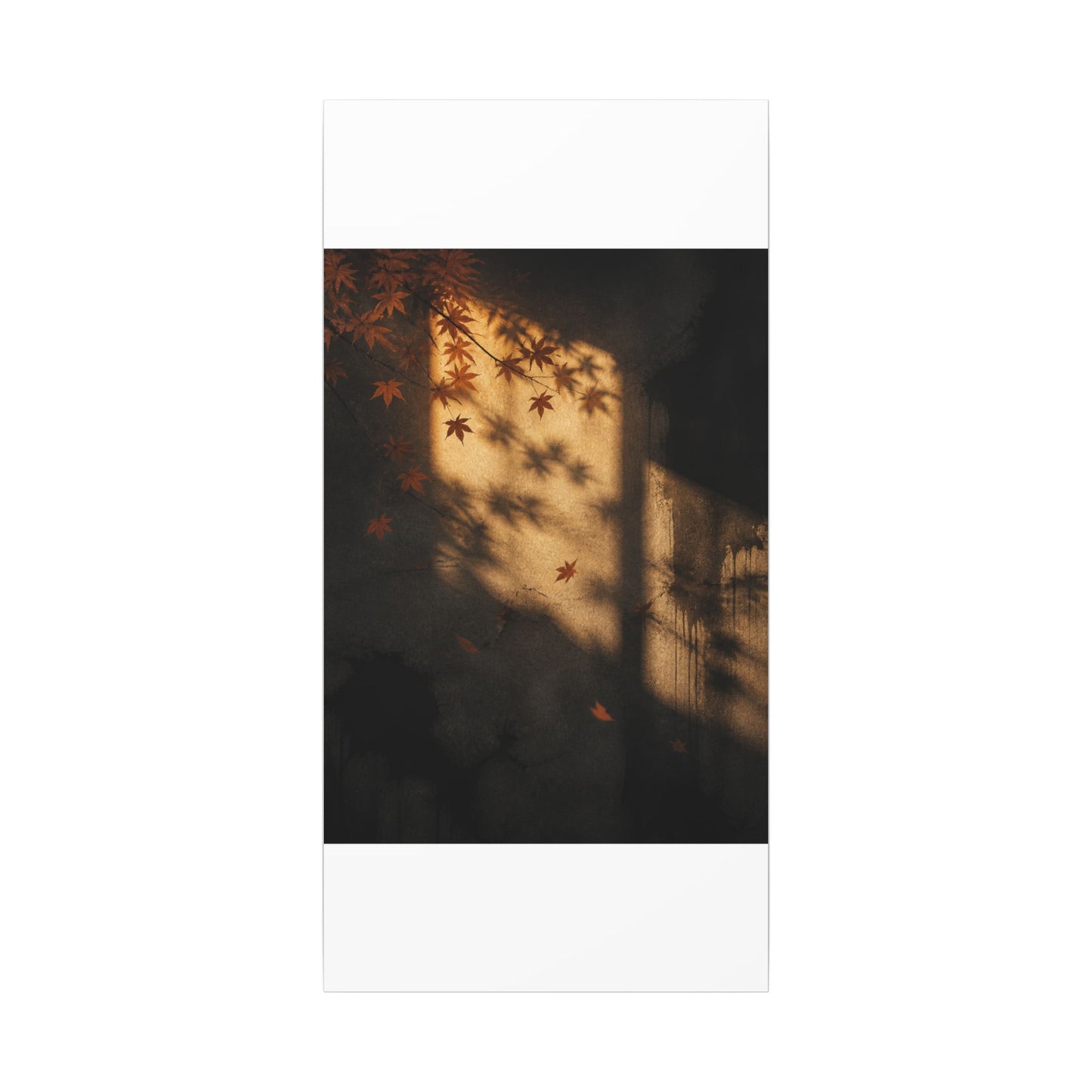 Shadow Play Canvas Art | Autumn Dark Japandi Charcoal Ink Art
