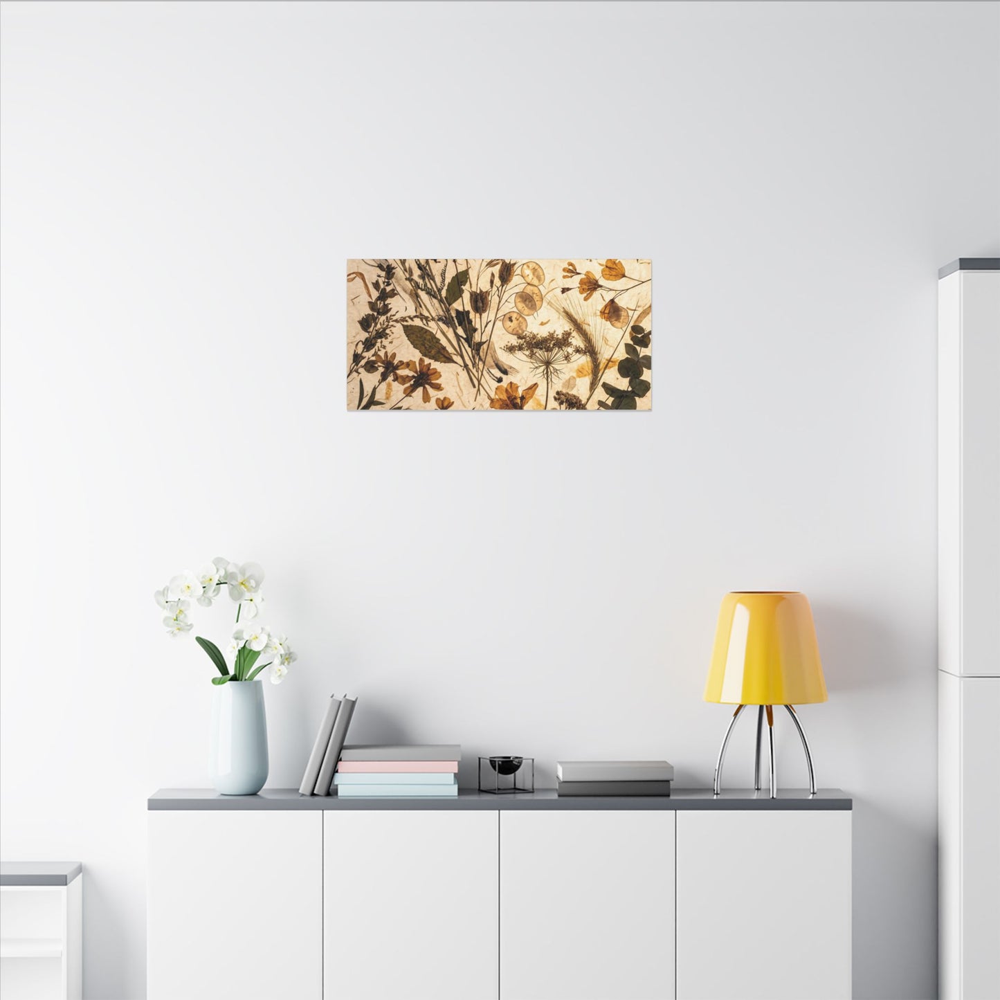 Dried Flowers Summer Canvas Art | Japandi Neutral Design
