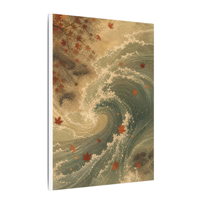 Japandi Ocean Wave in Candlelight | Japanese Pattern Canvas Art