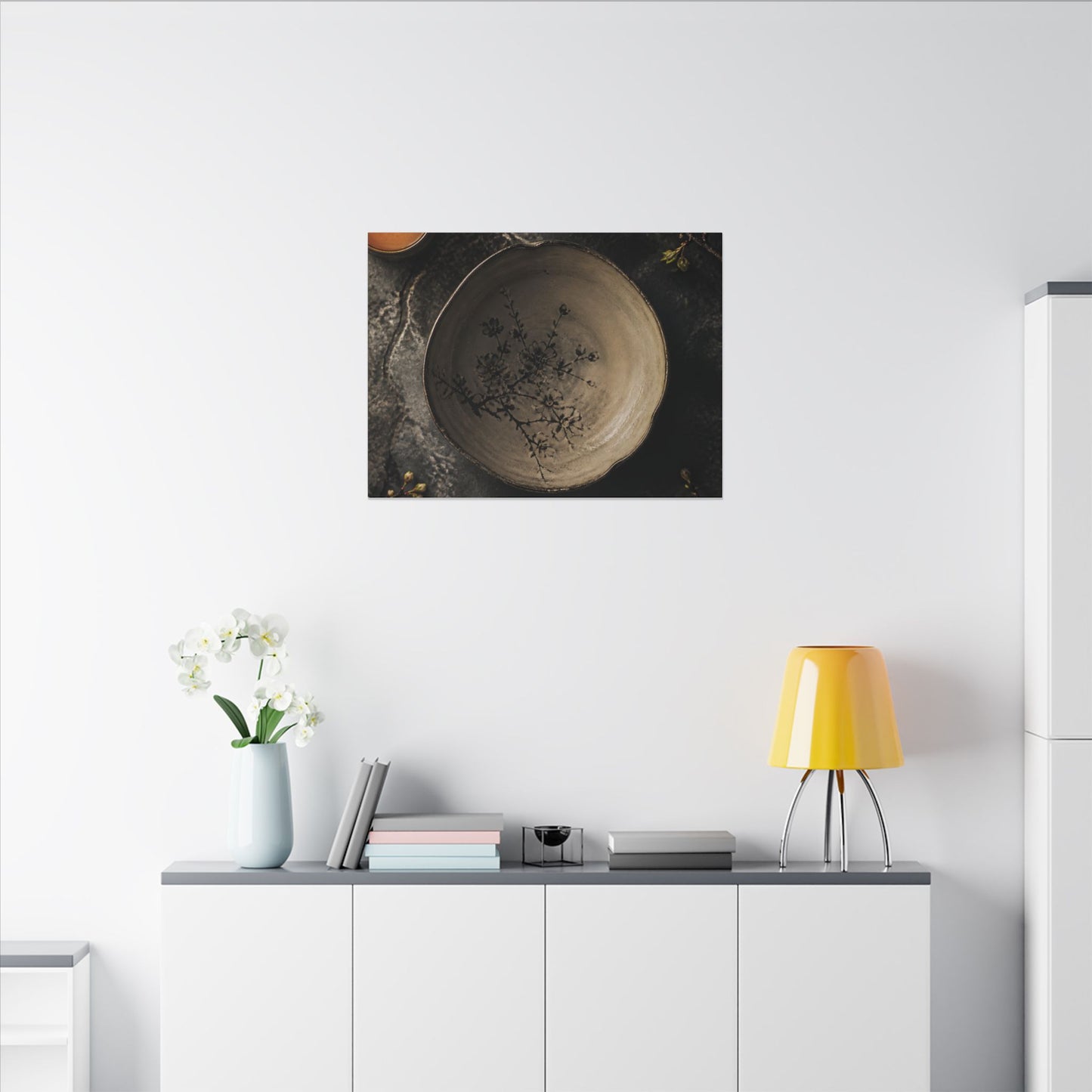 Ceramic Bowl Spring Canvas Art | Japandi Earthy Design