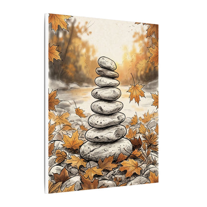 Earthy River Stones Canvas Art - Minimal Line Japandi