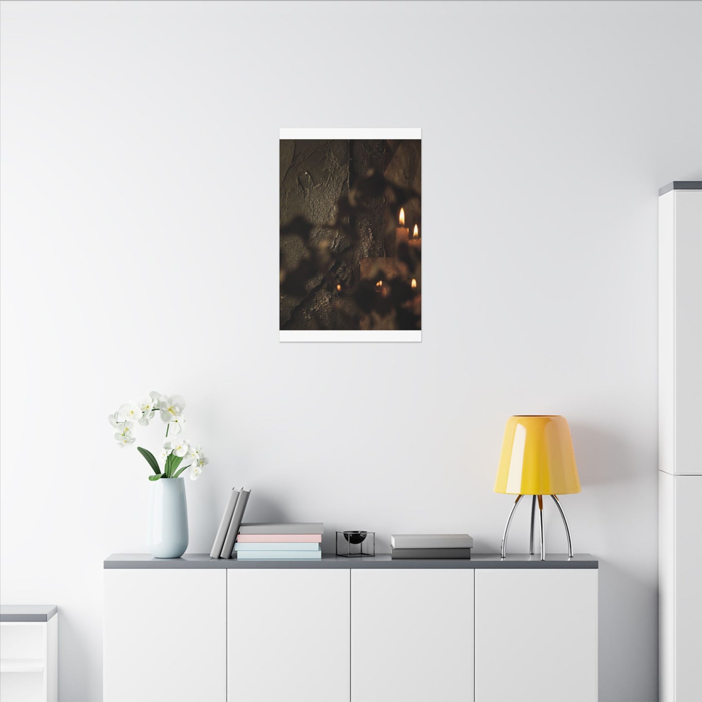 Shadow Play Dark Texture Canvas Art | Moody Dark Japandi Art
