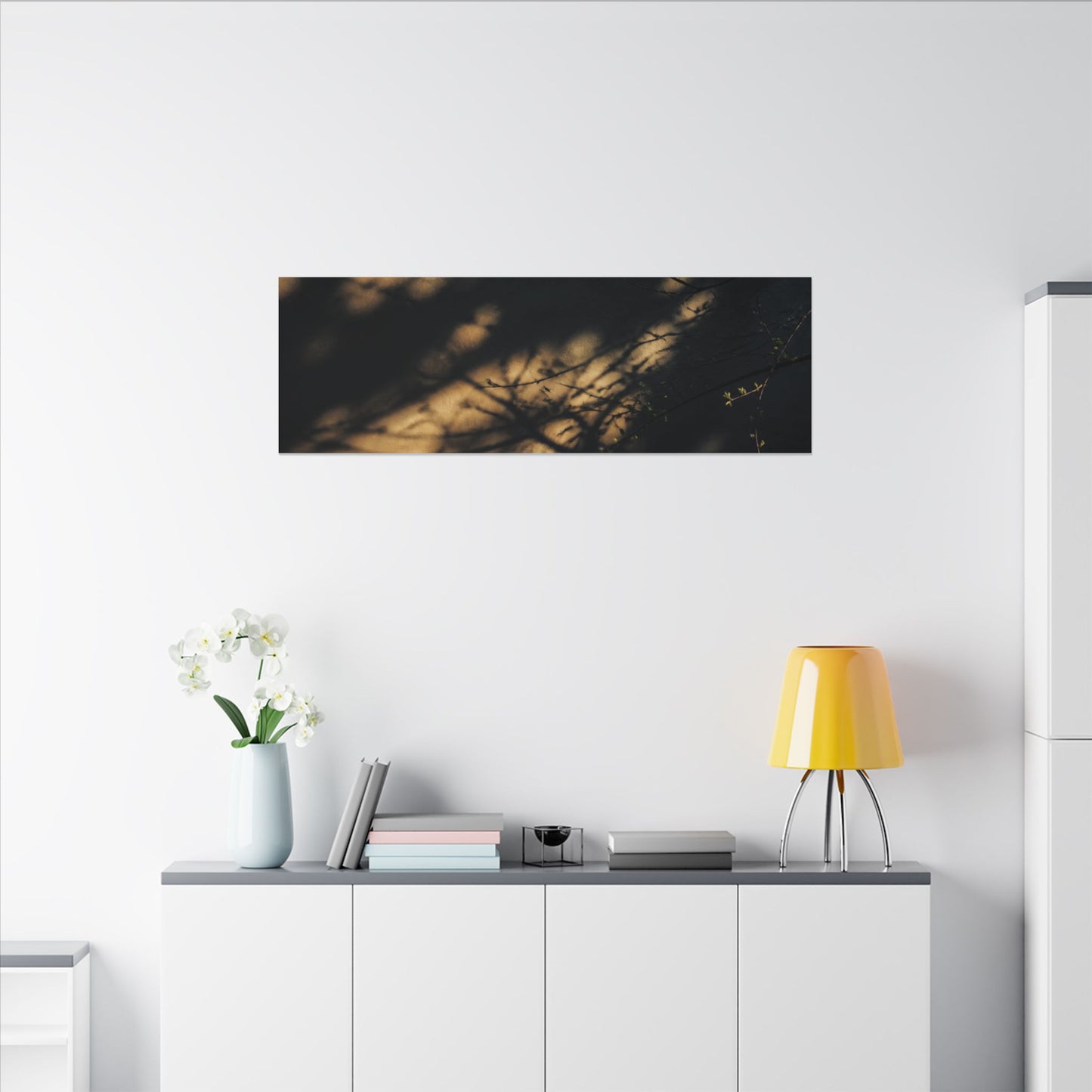 Moody Shadow Play Canvas Art - Moody Minimal Dark Japandi