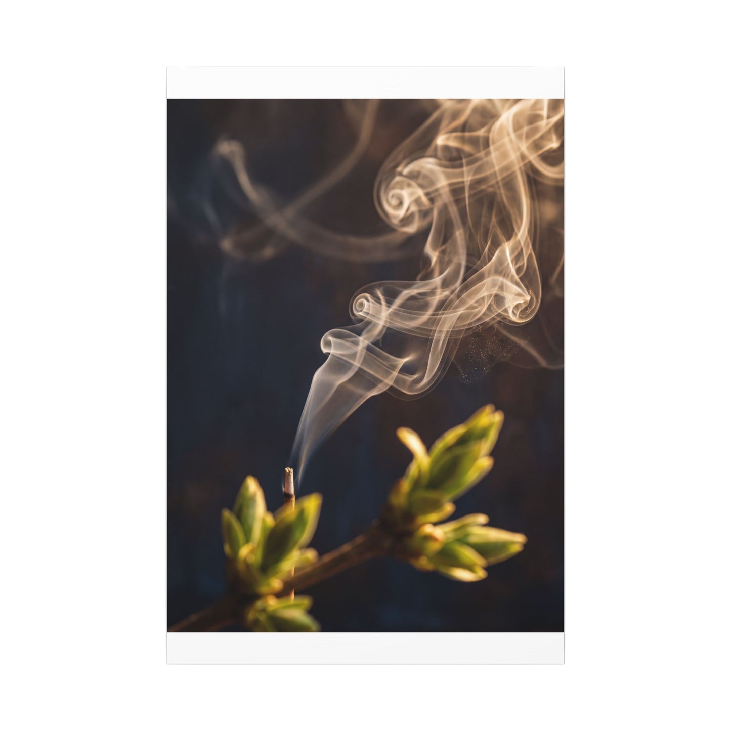 Golden Hour Incense Smoke Canvas Art - Dark Japandi Kanso Art Print