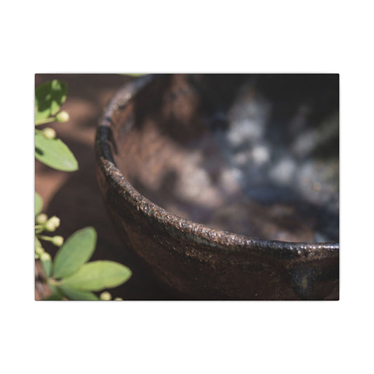 Ceramic Bowl Shadow Zen Canvas Art | Moody Dark Japandi Art