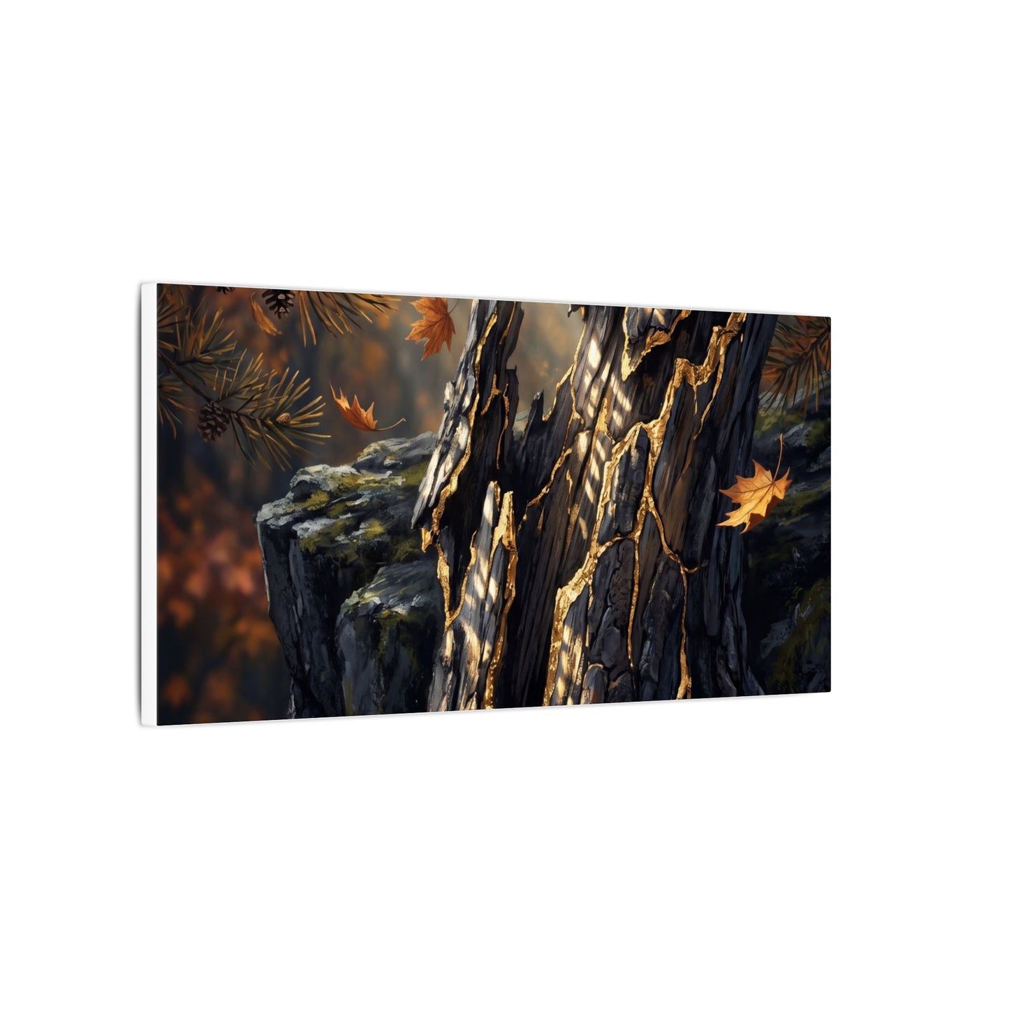 Pine Tree Autumn Canvas Art | Kintsugi Beautiful Design