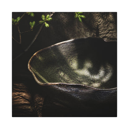 Sophisticated Ceramic Bowl Canvas Art - Dark Texture Dark Japandi