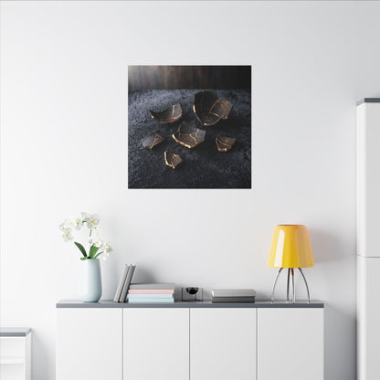 Winter Broken Pottery Shadow Zen Canvas Art | Bold Decor