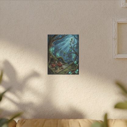 Spring Tea Ceremony Forest Whimsy Canvas Art | Cozy Decor
