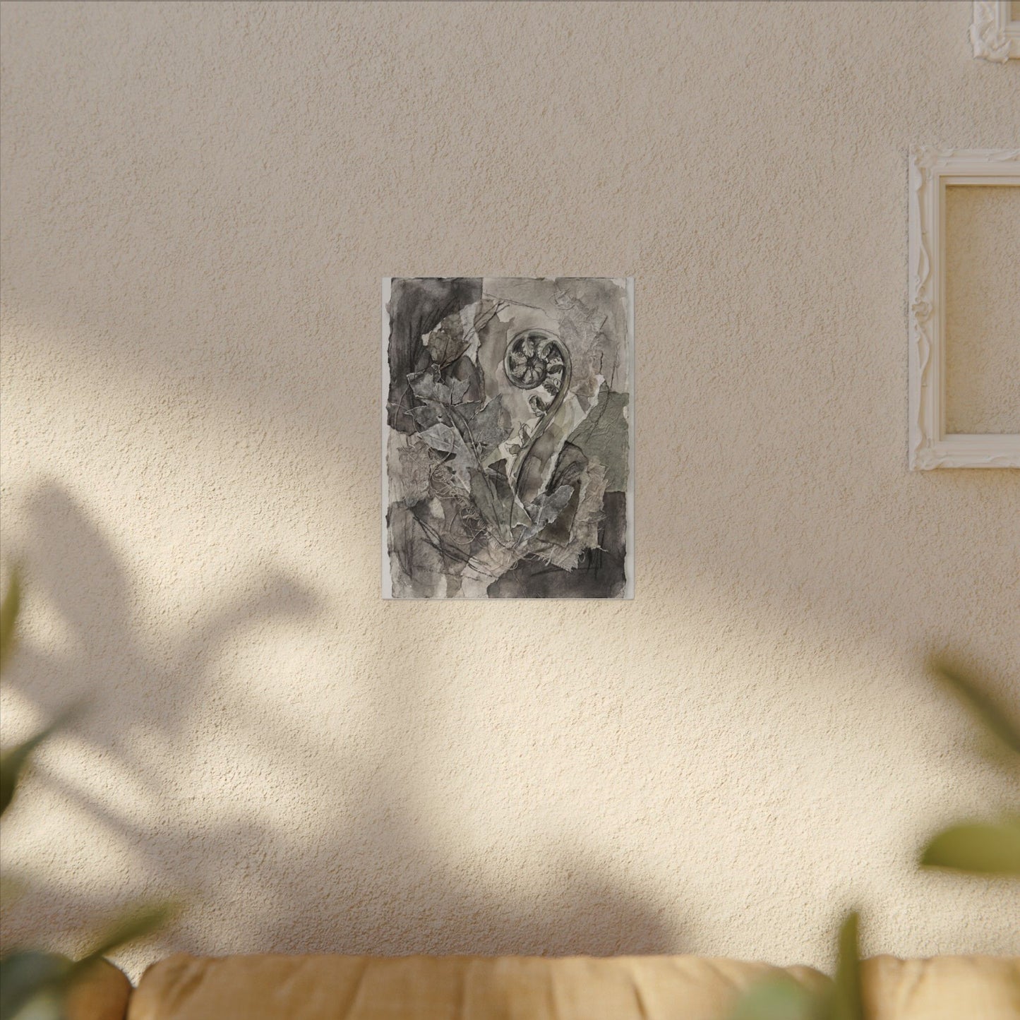 Japandi Fern Unfurling in Overcast | Texture Canvas Art