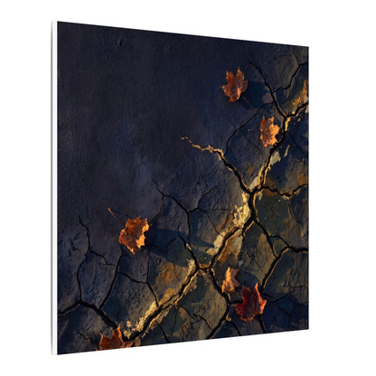 Cracked Earth Canvas Art | Autumn Dark Japandi Dark Texture Art