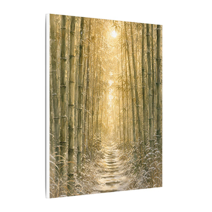 Bamboo Grove Winter Canvas Art | Japandi Elegant Design