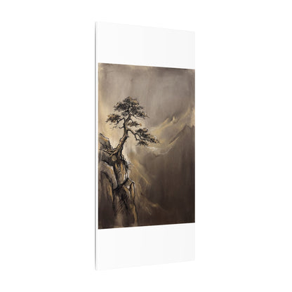 Pine Tree Charcoal Ink Canvas Art | Luxurious Dark Japandi Art