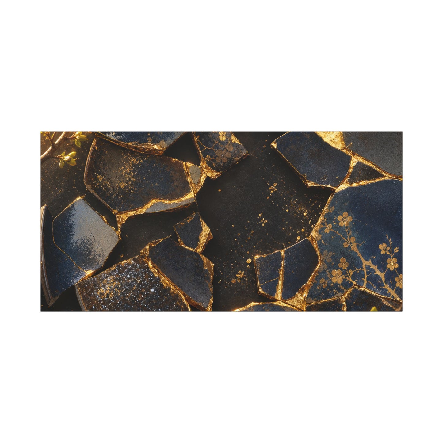 Golden Hour Broken Pottery Canvas Art - Kintsugi Ma