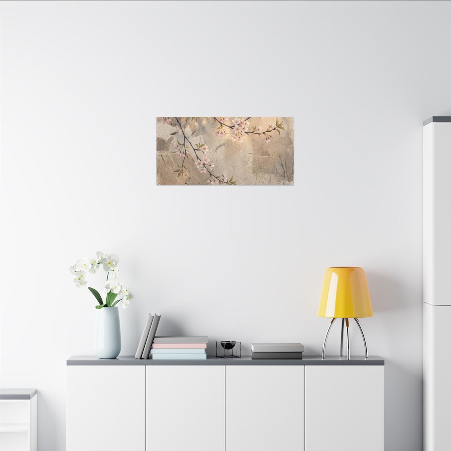 Summer Cherry Blossom Texture Canvas Art | Neutral Decor
