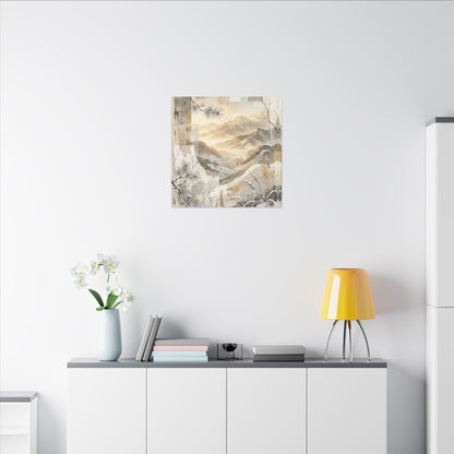 Shibui Mountain Mist Canvas Art - Japandi Japanese Pattern