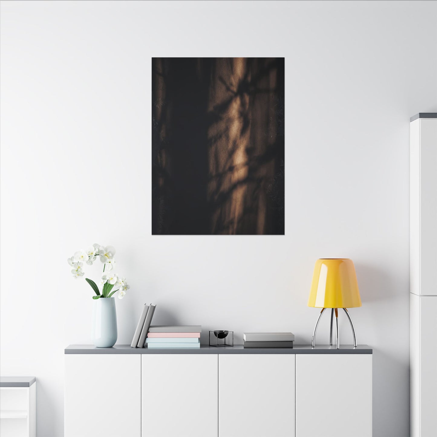 Winter Shadow Play Moody Minimal Canvas Art | Luxurious Decor