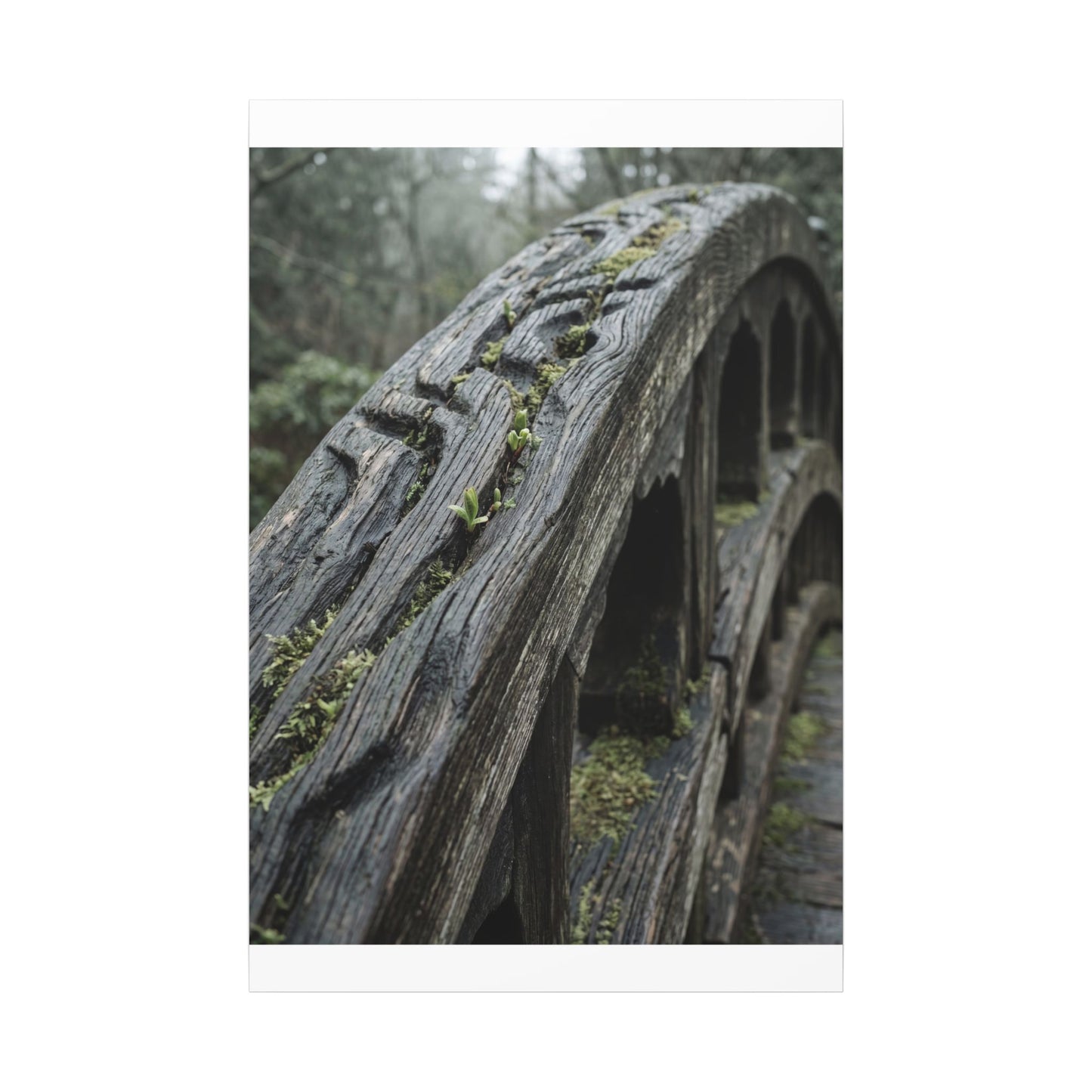 Overcast Wooden Bridge Canvas Art - Japandi Kanso