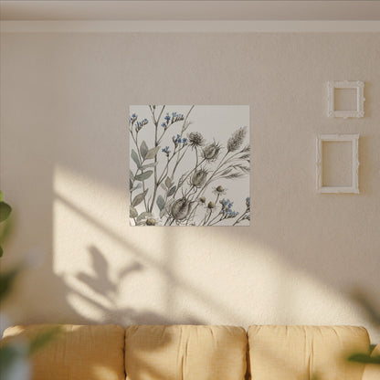 Dried Flowers Canvas Art | Summer Japandi Watercolor Art