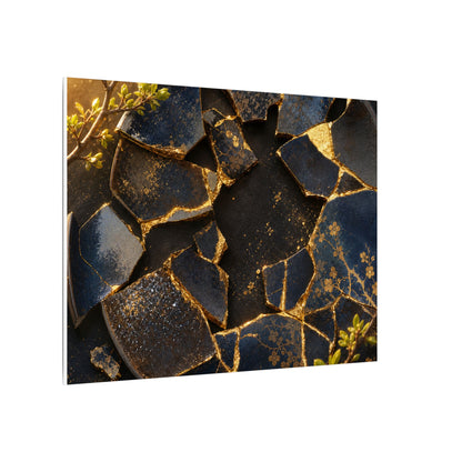 Golden Hour Broken Pottery Canvas Art - Kintsugi Ma