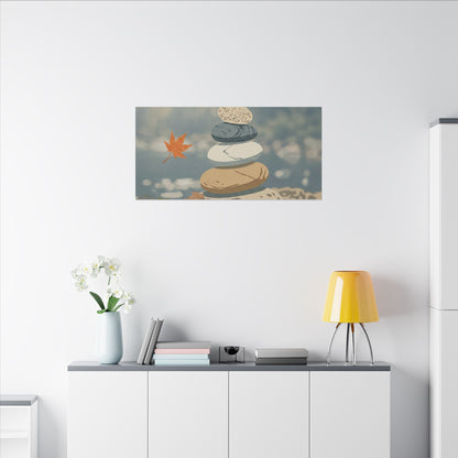 Warm River Stones Canvas Art - Japanese Pattern Japandi