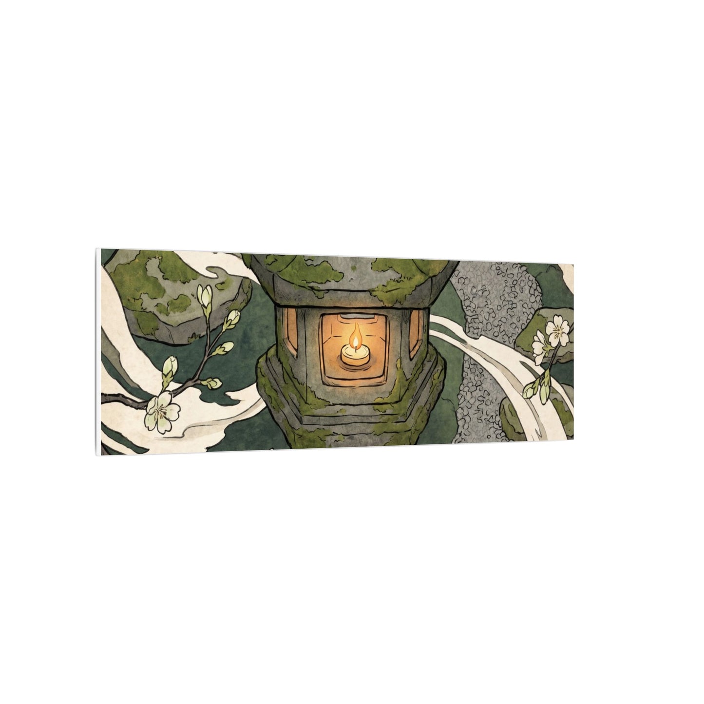 Zen Stone Lantern in Candlelight | Ukiyo E Inspired Canvas Art