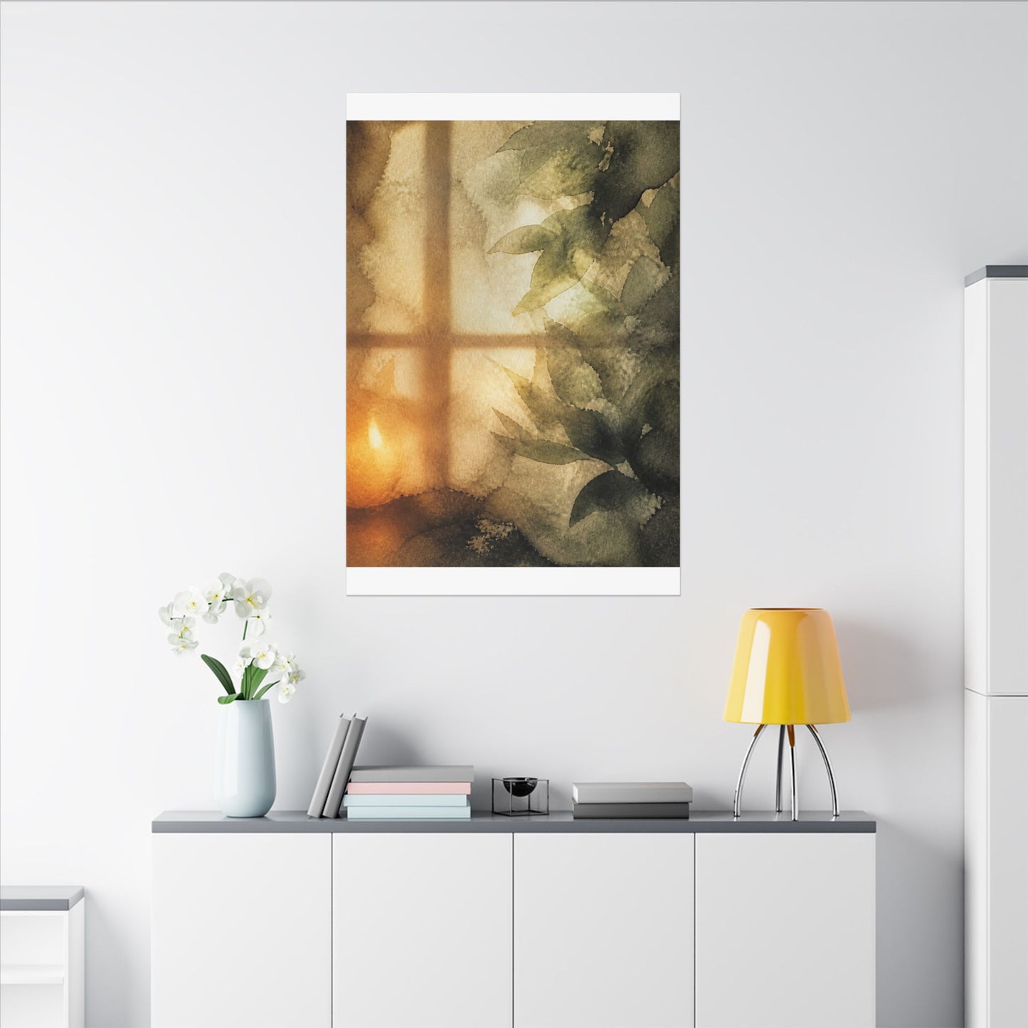 Cozy Shoji Screen Canvas Art - Watercolor Japandi