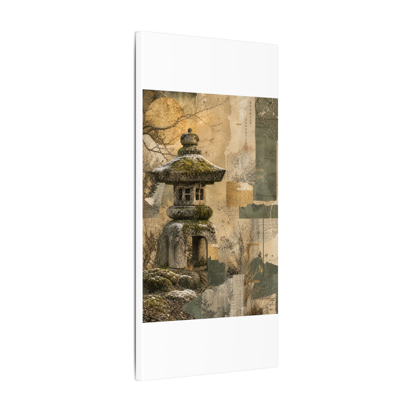 Elegant Stone Lantern Canvas Art - Texture Japandi