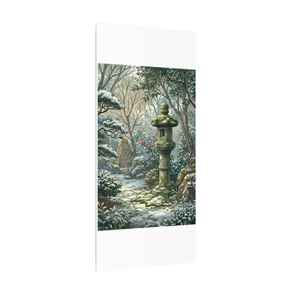 Stone Lantern Winter Canvas Art | Japandi Warm Design