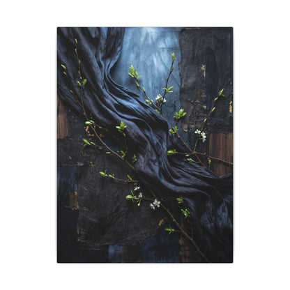 Spring Silk Drape Dark Texture Canvas Art | Atmospheric Decor