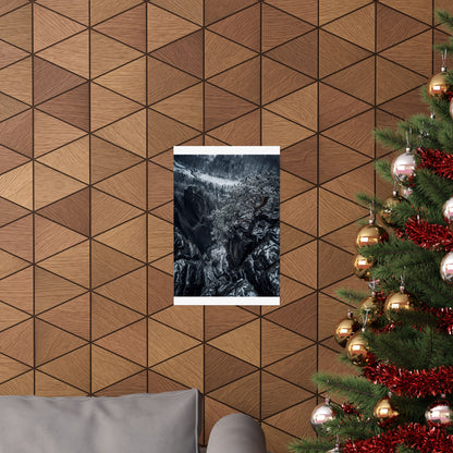 Pine Tree Wall Art Print | Winter Dark Japandi Dark Texture Art
