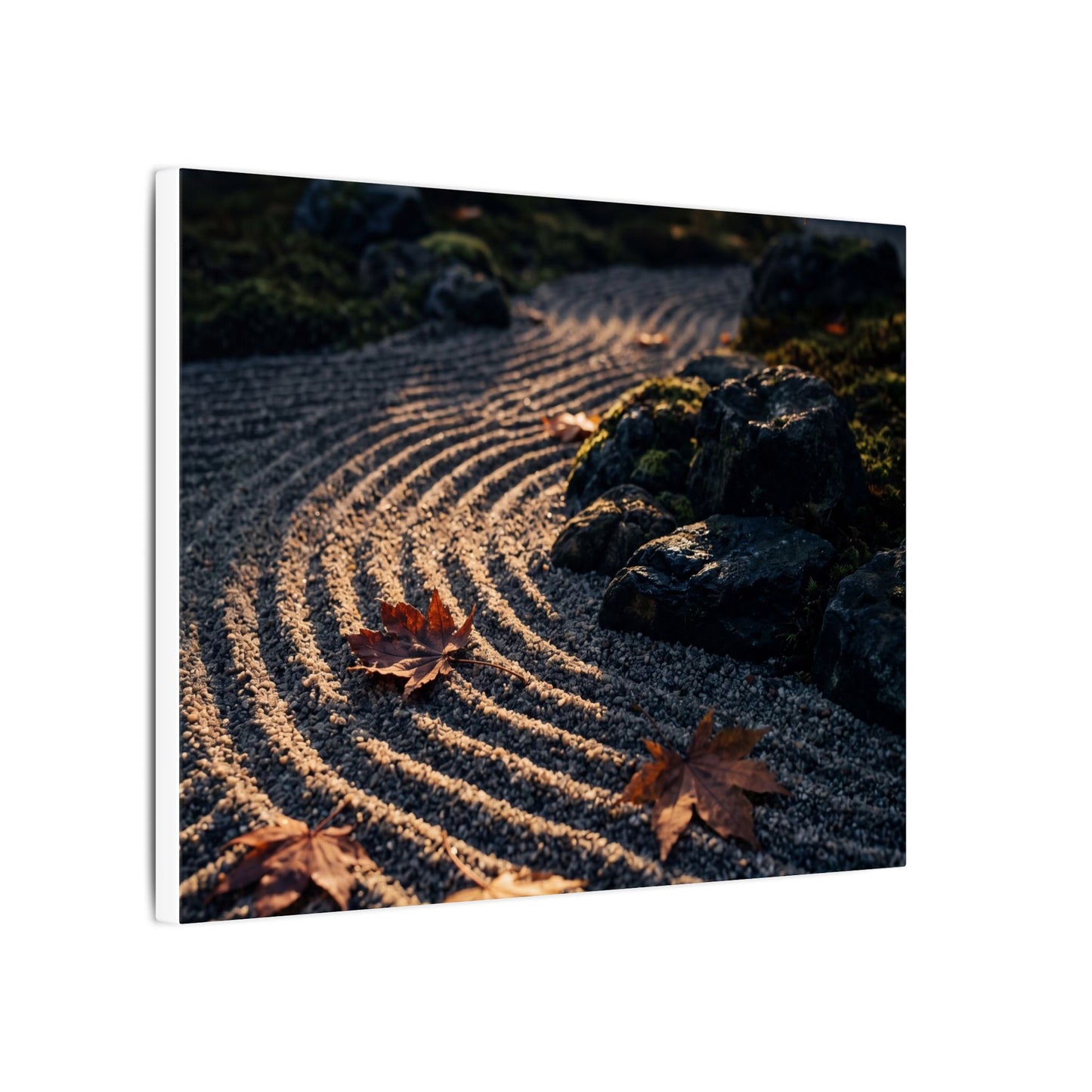 Rock Garden Moody Minimal Canvas Art | Bold Dark Japandi Art