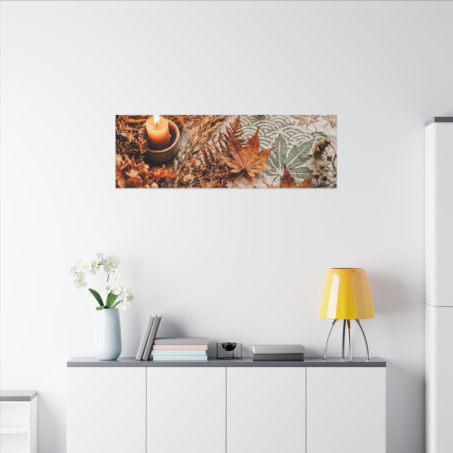 Candlelight Dried Flowers Canvas Art - Japandi Seijaku