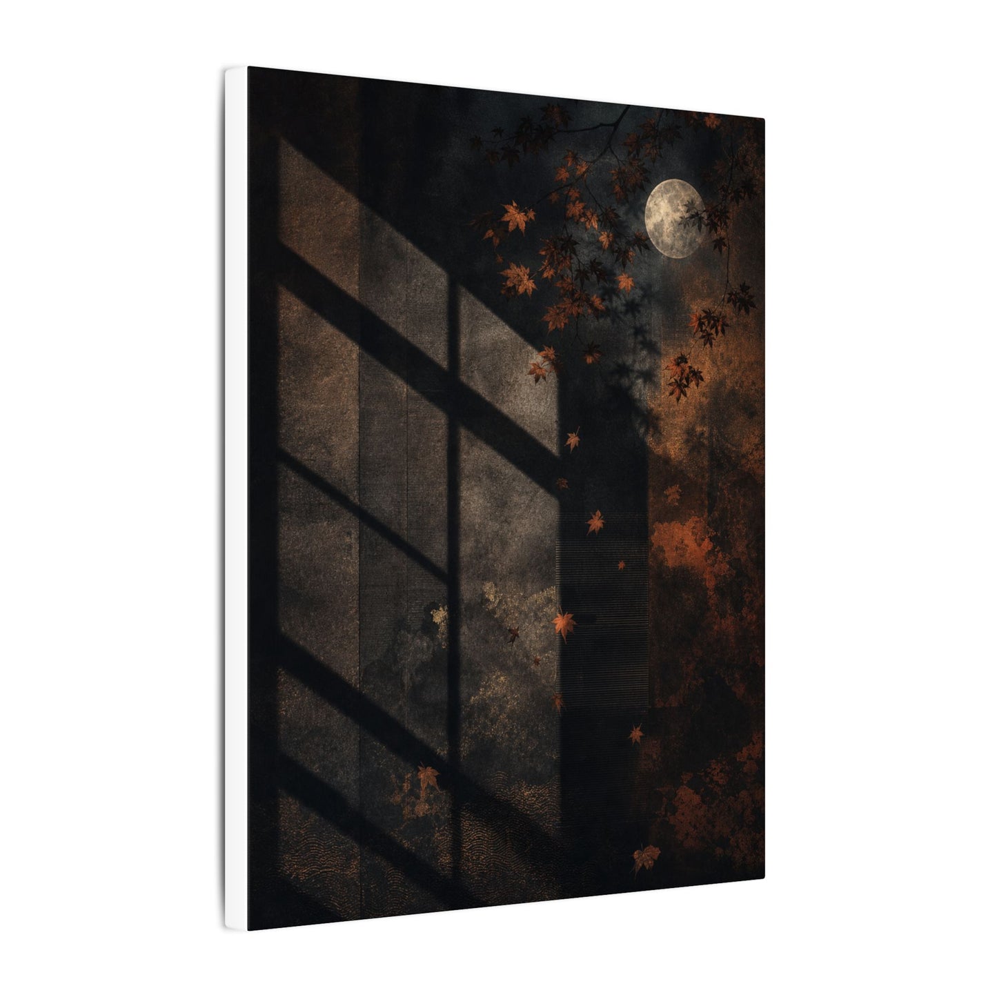 Sophisticated Shadow Play Canvas Art - Dark Texture Dark Japandi
