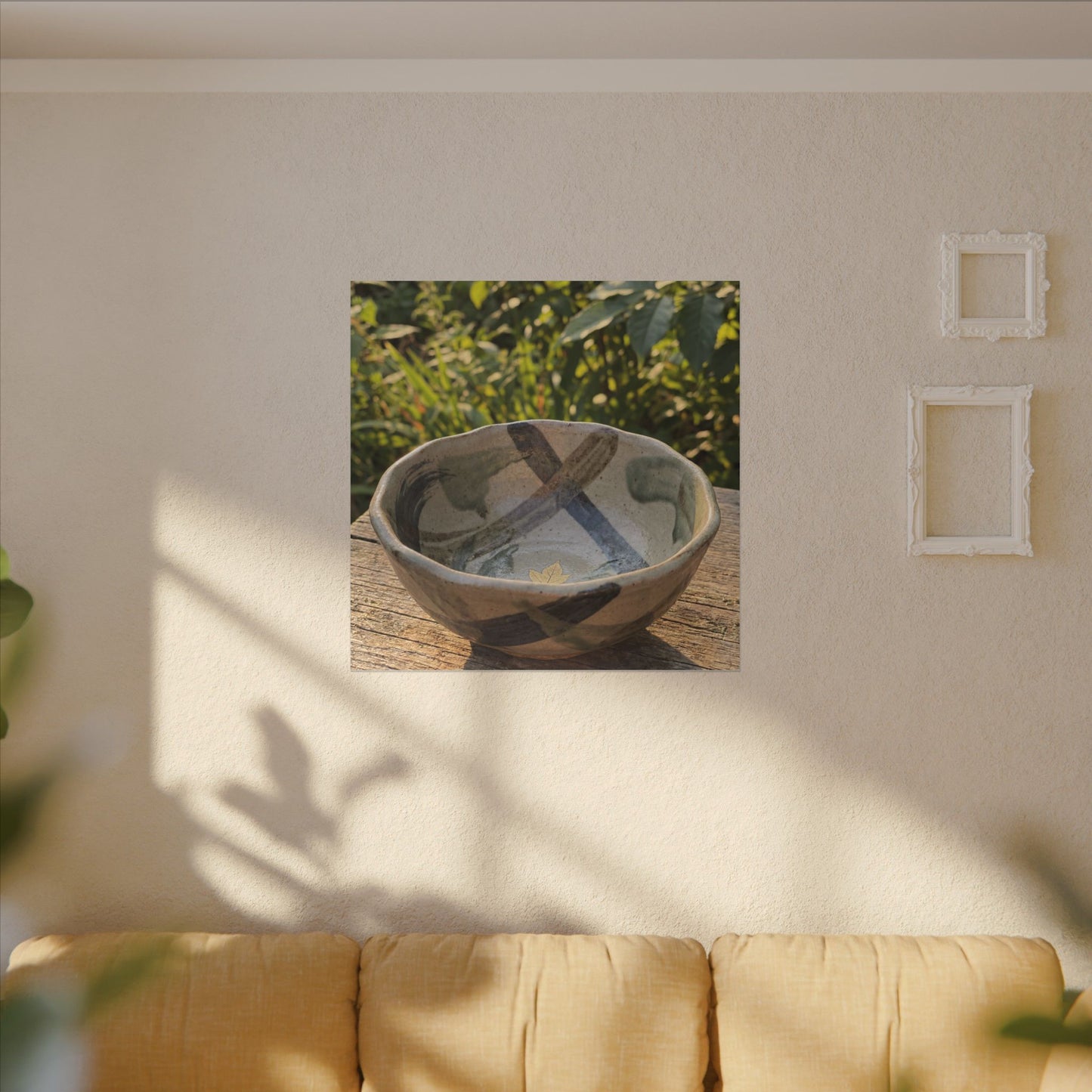 Earthy Ceramic Bowl Canvas Art - Japanese Pattern Japandi
